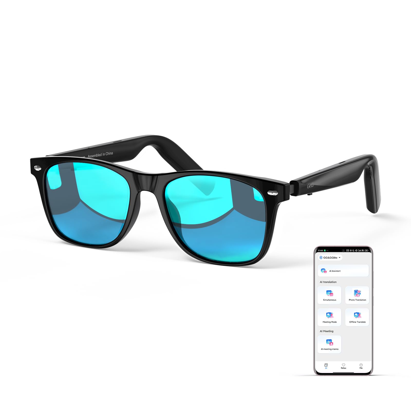 AI Glasses for Men & Women, Smart Glasses Powered by ChatGPT, AI Real-time Translation with 107 languages, 11H Music Play, Bluetooth Sunglasses with Polarized Lens, UV Protection for Daily Use, Travel