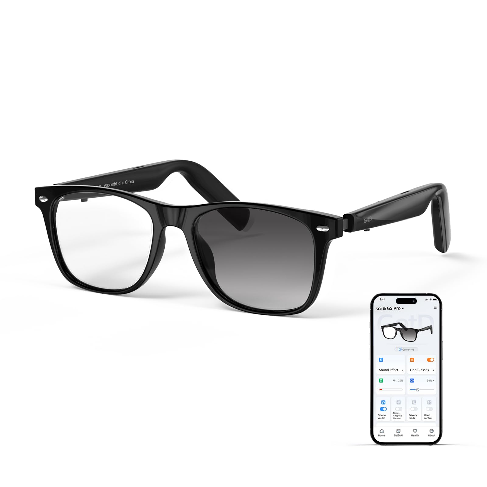 AI Glasses for Men & Women, Smart Glasses Powered by ChatGPT, AI Real-time Translation with 107 languages, 11H Music Play, Bluetooth Sunglasses with Polarized Lens, UV Protection for Daily Use, Travel