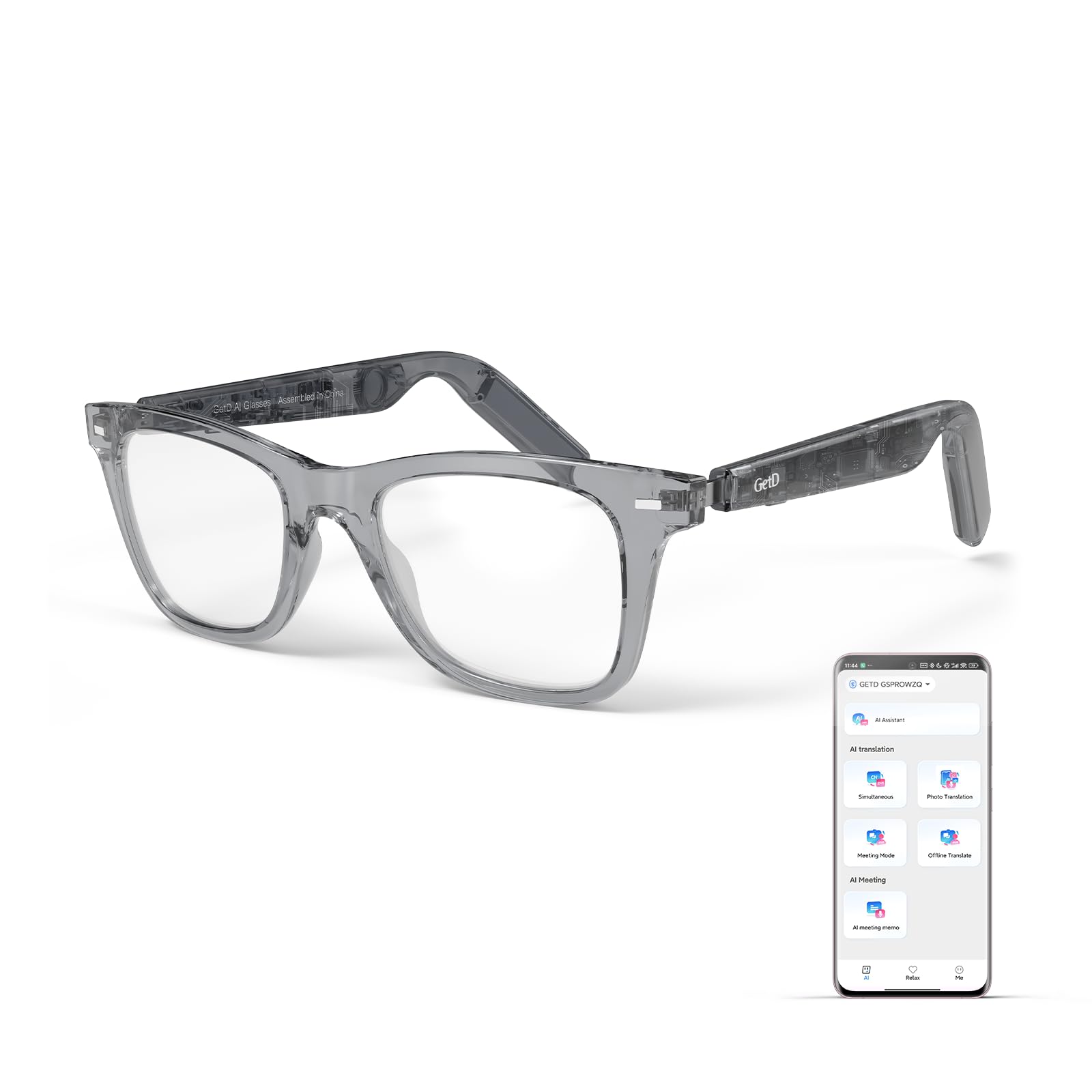 AI Glasses for Men & Women, Smart Glasses Powered by ChatGPT, AI Real-time Translation with 107 languages, 11H Music Play, Bluetooth Sunglasses with Polarized Lens, UV Protection for Daily Use, Travel