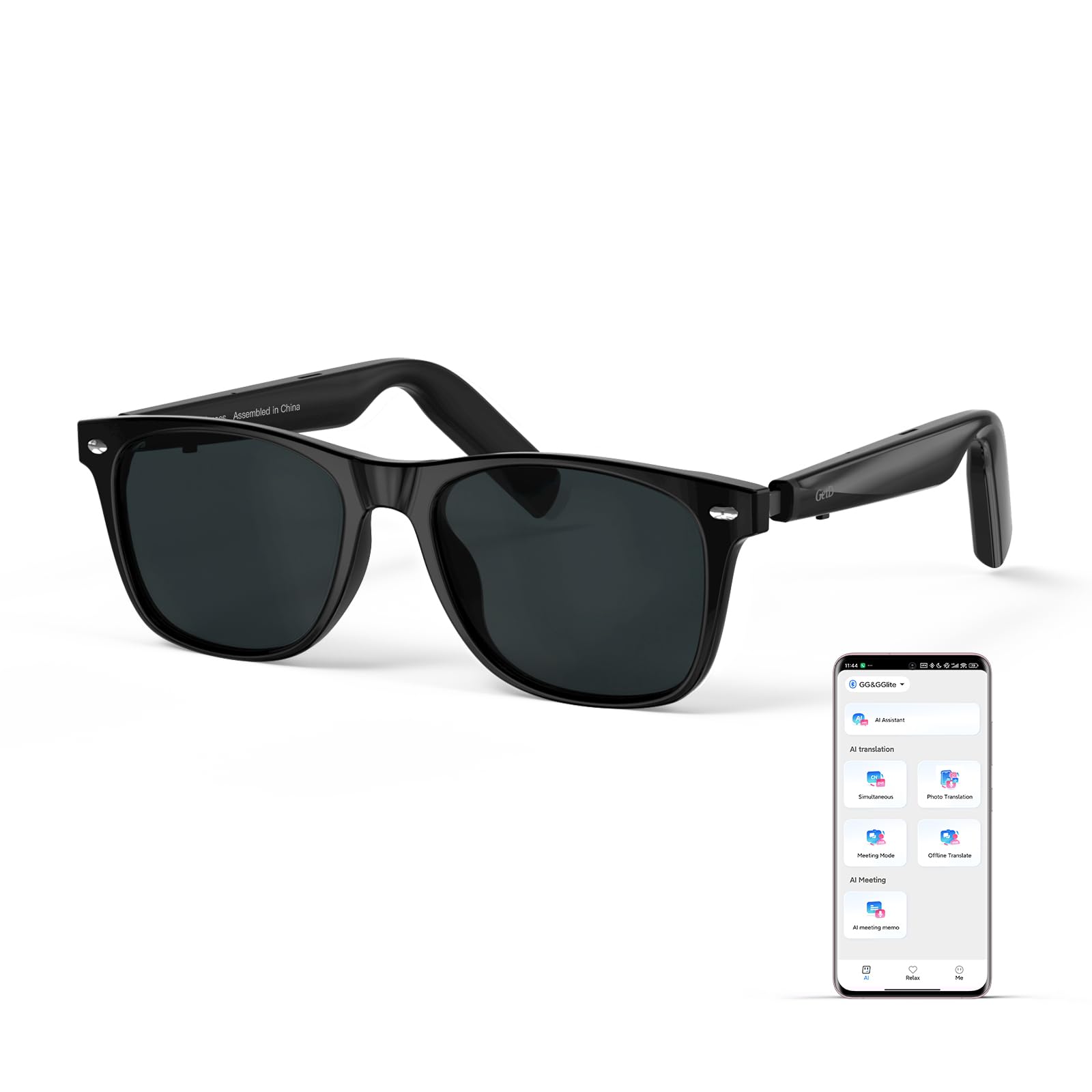 AI Glasses for Men & Women, Smart Glasses Powered by ChatGPT, AI Real-time Translation with 107 languages, 11H Music Play, Bluetooth Sunglasses with Polarized Lens, UV Protection for Daily Use, Travel