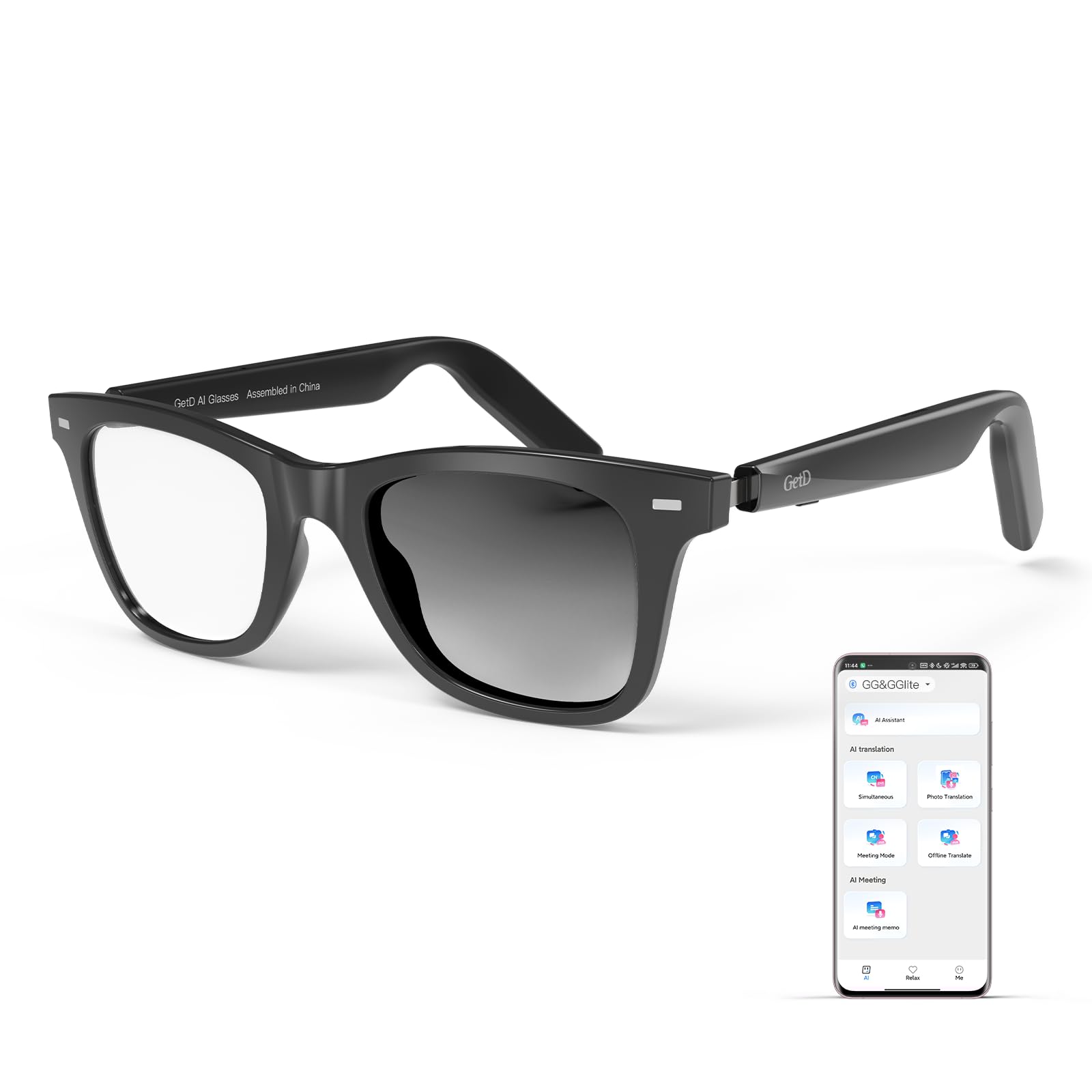 AI Glasses for Men & Women, Smart Glasses Powered by ChatGPT, AI Real-time Translation with 107 languages, 11H Music Play, Bluetooth Sunglasses with Polarized Lens, UV Protection for Daily Use, Travel