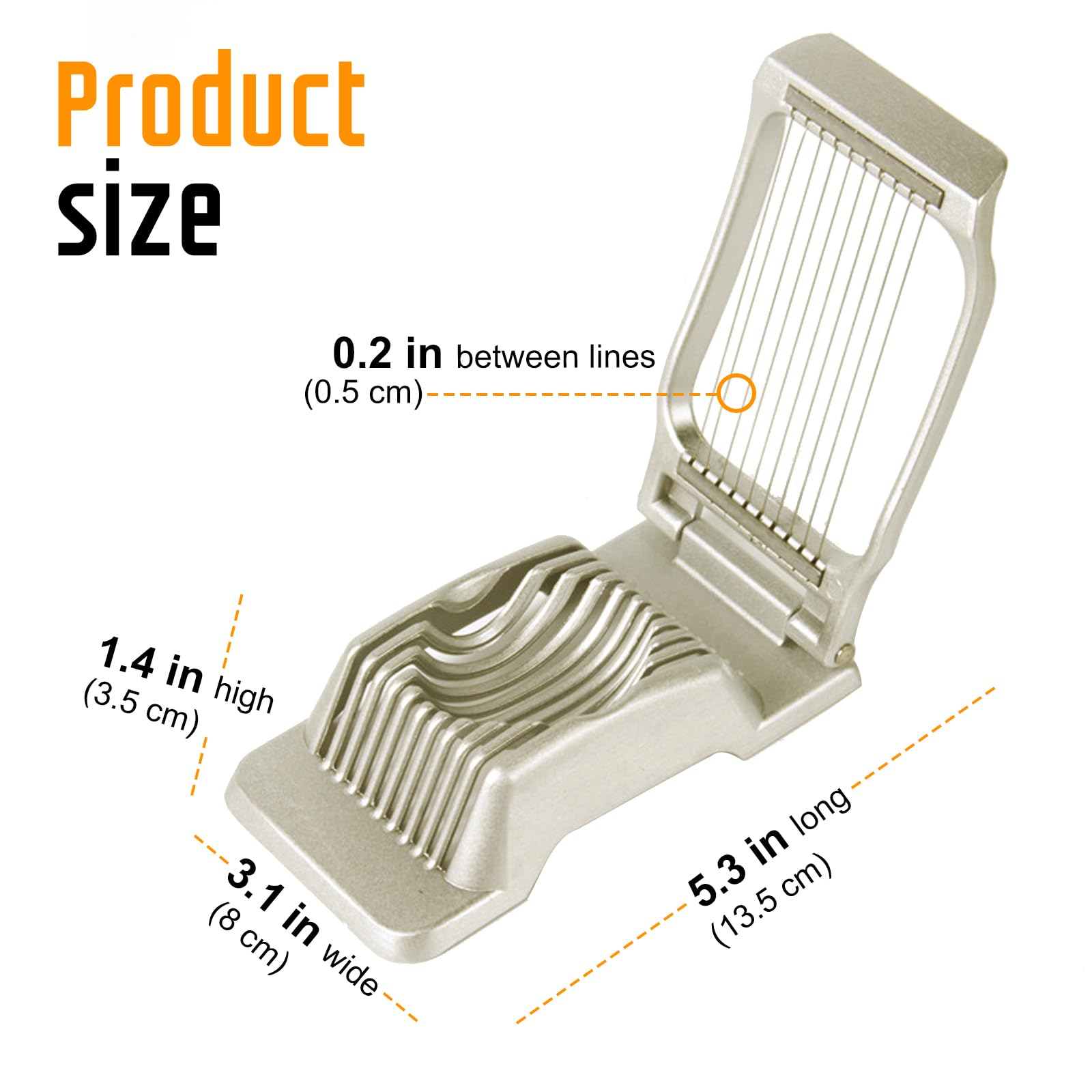 Egg Slicer for Hard Boiled Eggs, Stainless Steel Wire, Multipurpose Heavy Duty Aluminium Egg Cutter Dishwasher Safe for Egg, Salads & Sandwiches, Strawberries, Mushrooms & Soft Cheese, Fruit, Sliver