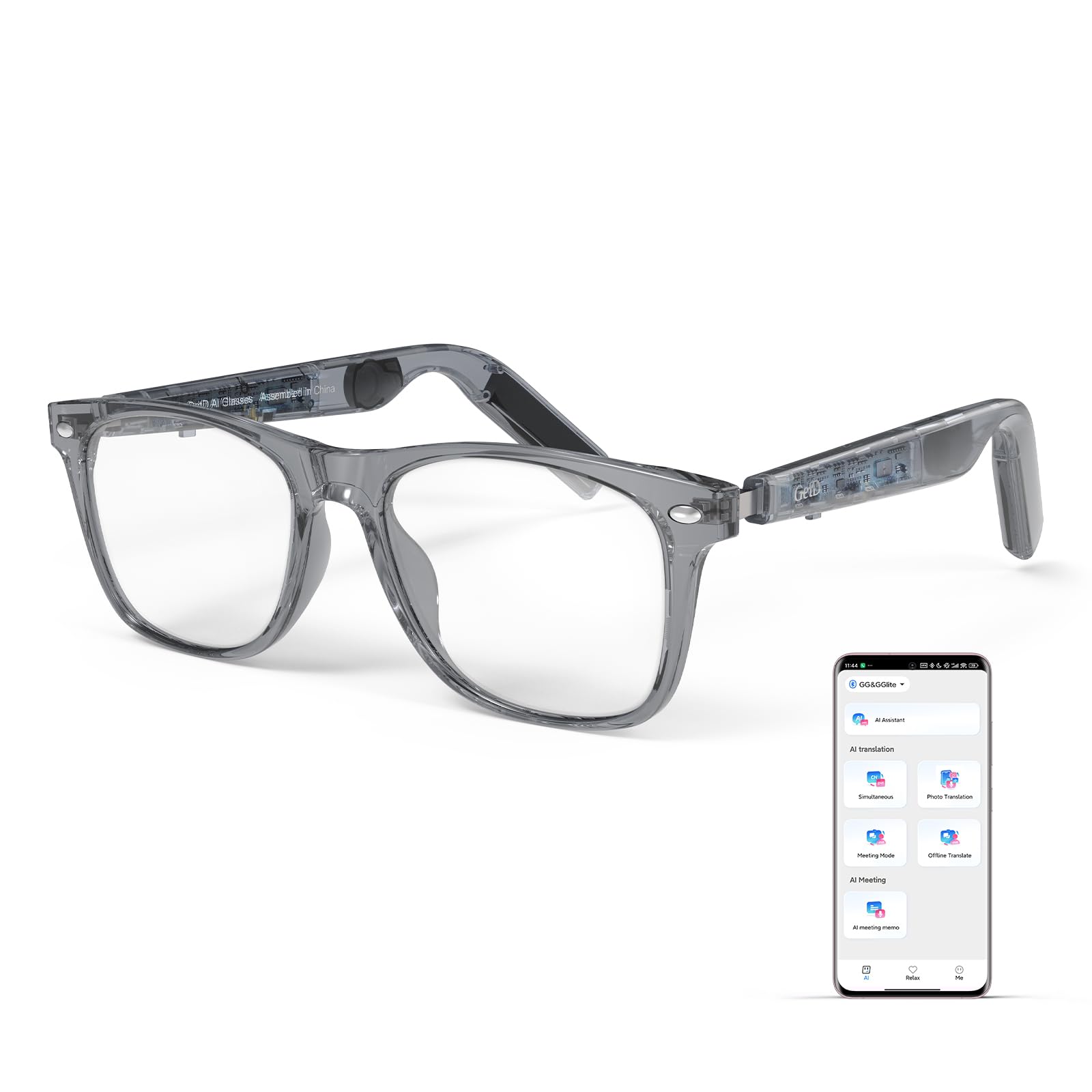 AI Glasses for Men & Women, Smart Glasses Powered by ChatGPT, AI Real-time Translation with 107 languages, 11H Music Play, Bluetooth Sunglasses with Polarized Lens, UV Protection for Daily Use, Travel
