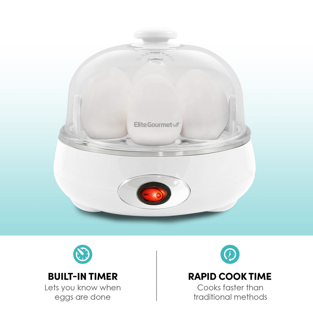 Elite Gourmet EGC115M Easy Egg Cooker Electric 7-Egg Capacity, Soft, Medium, Hard-Boiled Egg Cooker with Auto Shut-Off, Measuring Cup Included, BPA Free, Retro Mint