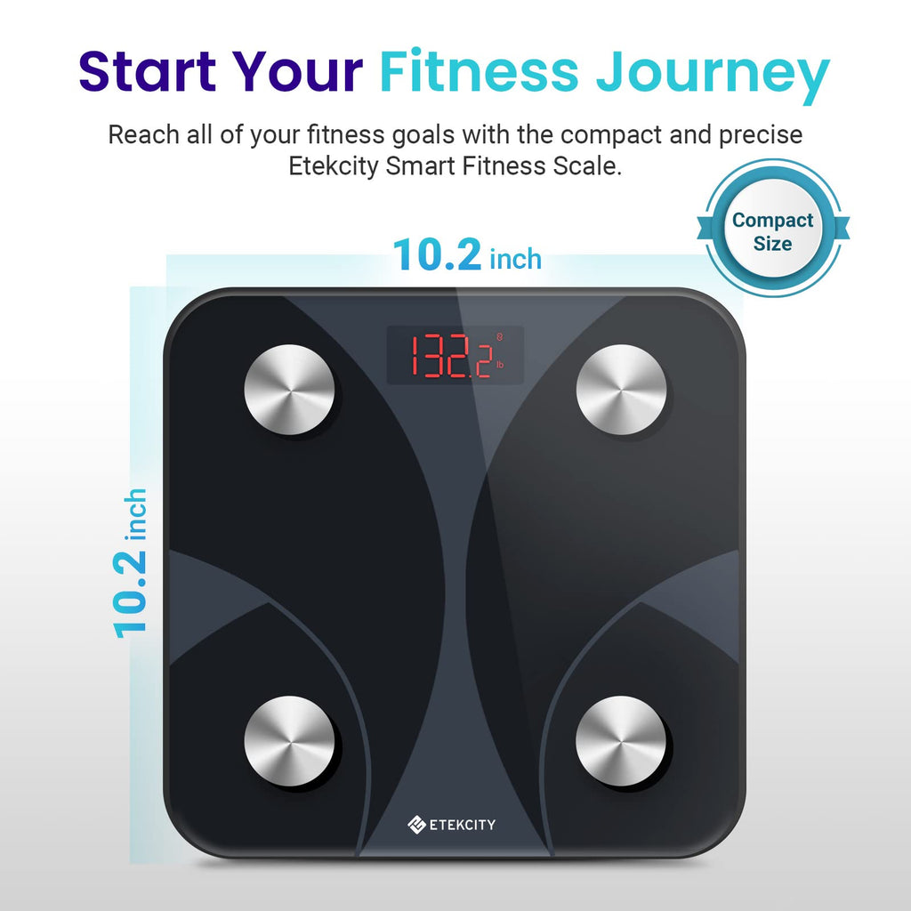 Etekcity Smart Scale for Body Weight, FSA&HSA Eligible, Bathroom Digital Weighing Scale with BMI, Body Fat, Muscle Mass, Accurate Bluetooth Home User Health Equipment Sync Apps, LED, Tempered glass