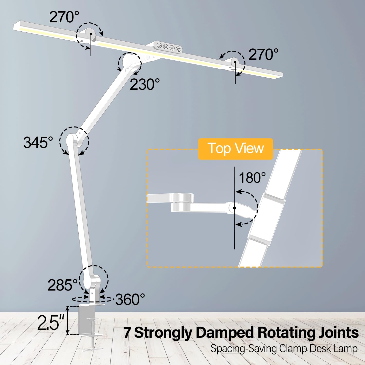 Micomlan Led Desk Lamp with Clamp, Architect Desk Lamp for Home Office with Atmosphere Lighting, 24W Ultra Bright Auto Dimming Computer Light Stepless Dimming and Tempering LED Table Light