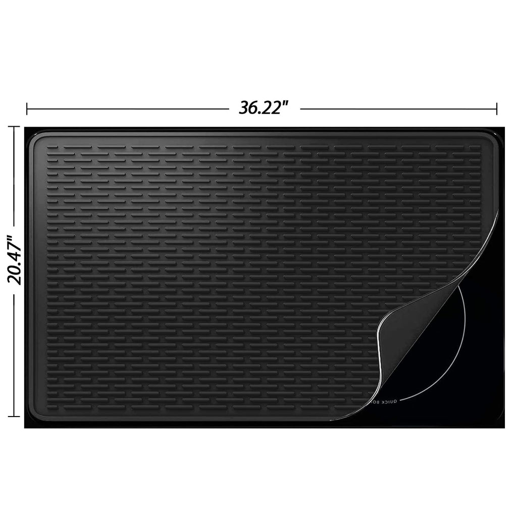Stove Top Cover for Electric Stove- Range Covers for Electric Stove,Silicone XXL Dish Drying Mat, Glass Cooktop Covers, Flat RV Range top Mats (Black, 28"x20")