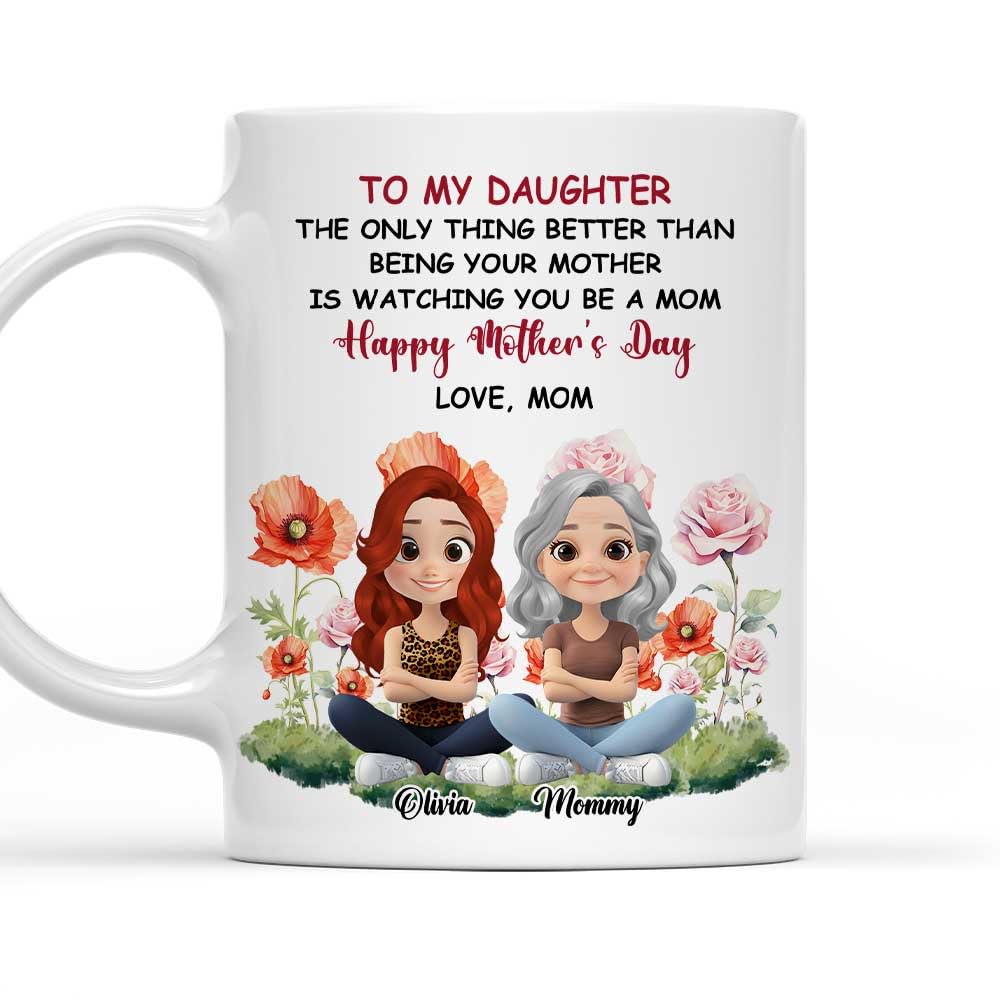 Wrappiness Personalized Mother Daughter Mug - Fuuny and Forever Love Between Mom and Her Girl Fully Customized Coffee Cup - Unique Gift for Mom and Daughter on Mothers Day, Birthday, 11oz/15oz Mug