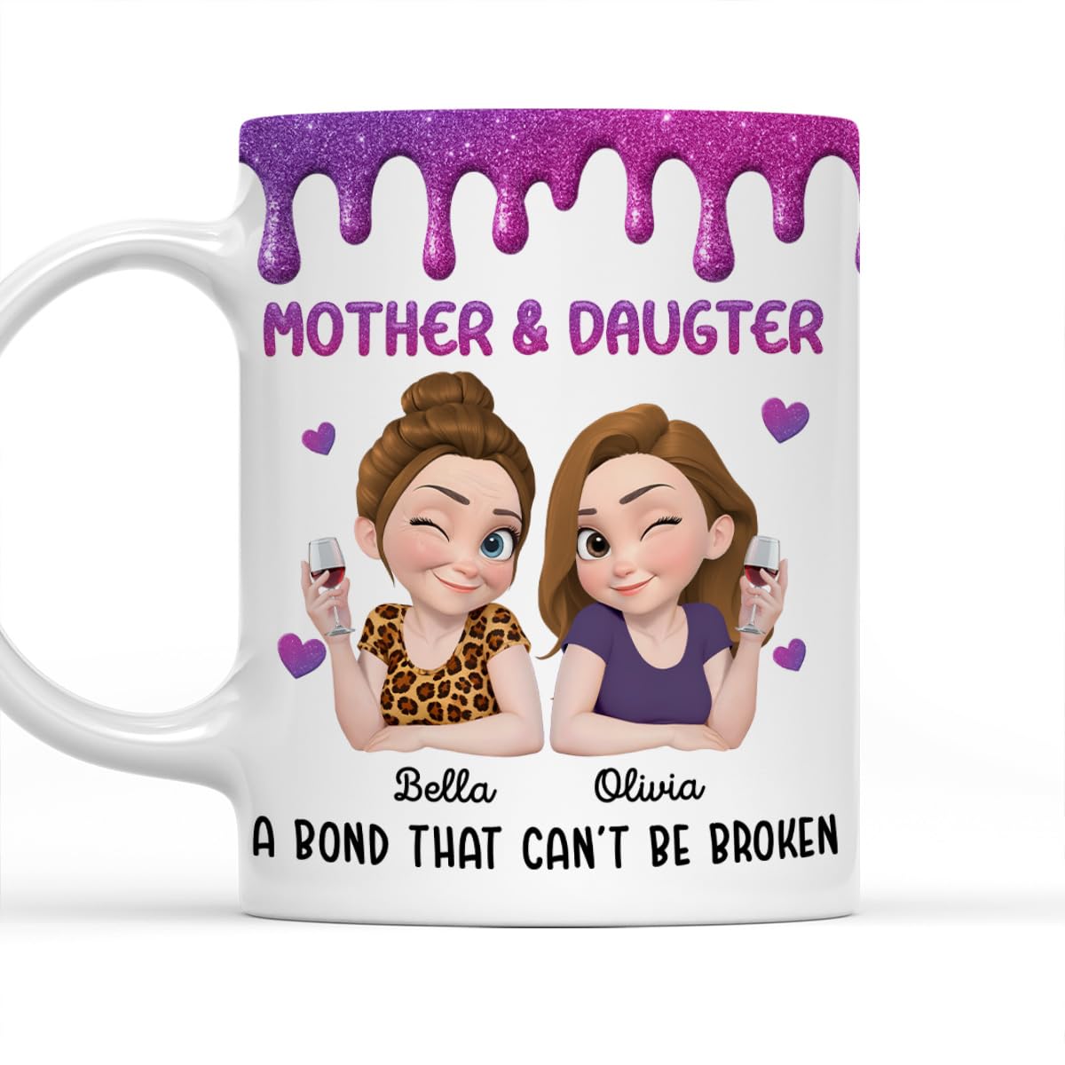 Wrappiness Personalized Mother Daughter Mug - Fuuny and Forever Love Between Mom and Her Girl Fully Customized Coffee Cup - Unique Gift for Mom and Daughter on Mothers Day, Birthday, 11oz/15oz Mug