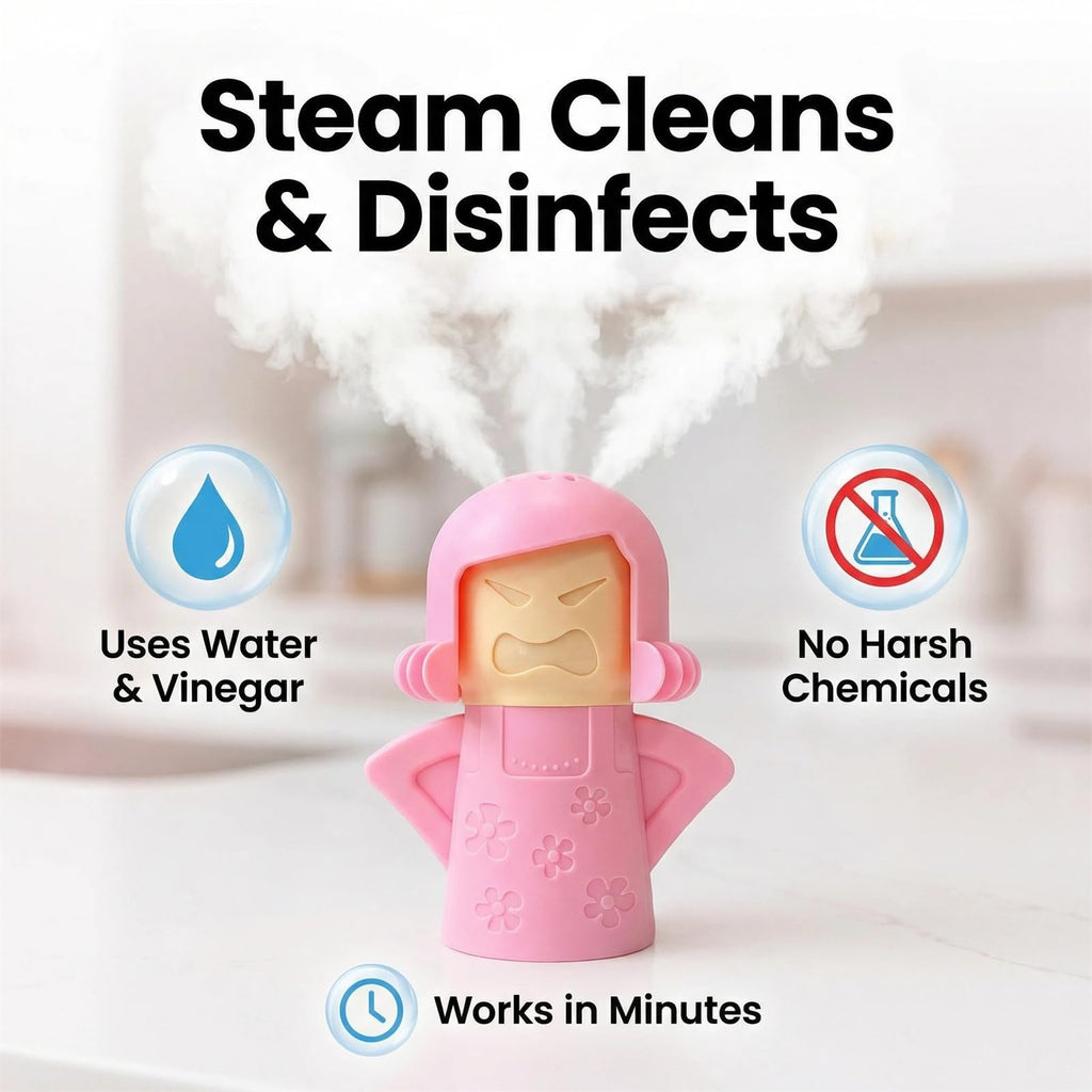 Angry Mama Microwave Oven Steam Cleaner, Angry Mom Microwave Cleaner, Just Add Vinegar and Water, Cut Cleaning Time by Half (Green)
