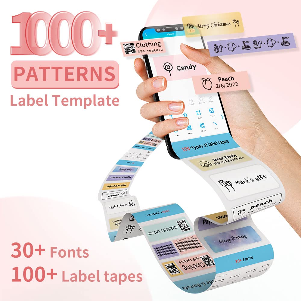Phomemo Label Maker, D30 Portable Bluetooth Label Maker Machine with Tape, Small Mini Label Printer, Multiple Templates Fonts Icon Labeler for Home, School, Office
