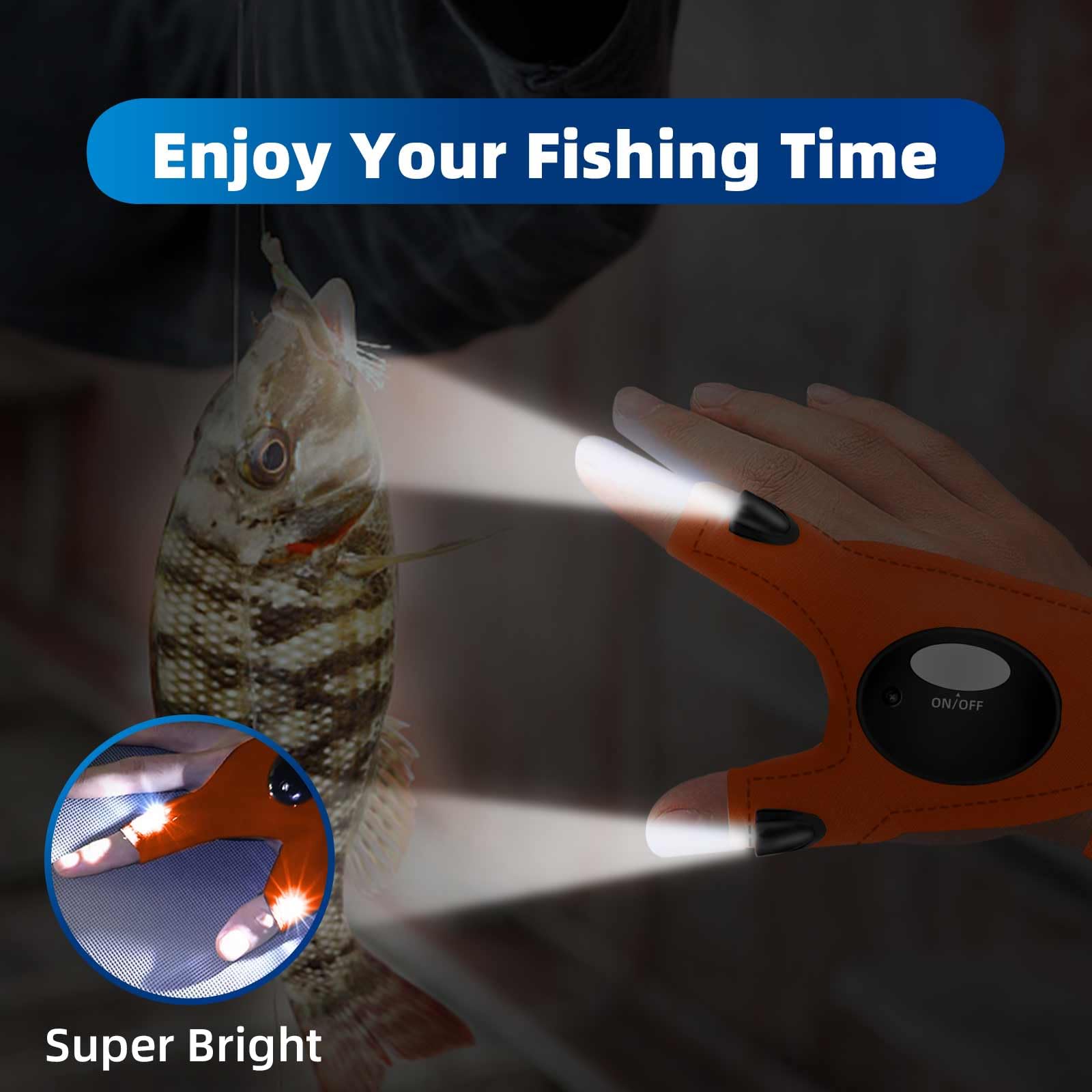 MOIPEJO LED Flashlight Gloves, Gifts for Men Dad Him Boyfriend Husband, Cool Gadget Hands-Free Finger Lights for Camping Fishing Repairing, Fathers Day Christmas Birthday Gift-Black