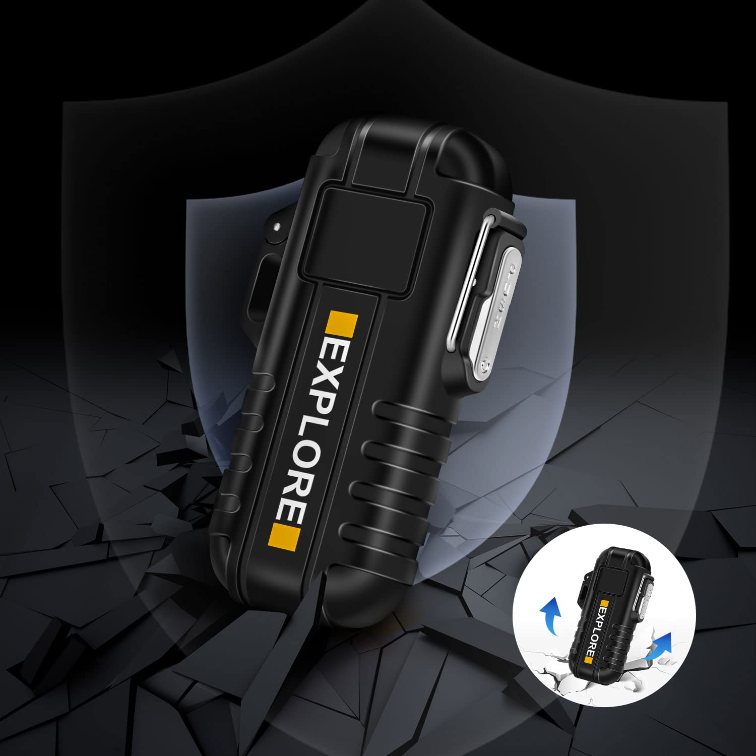 LcFun Electric Dual Arc Lighter USB Rechargeable Outdoor Windproof Flameless Plasma Lighters for Camping, Hiking, Waterproof Matches Survival Tactical Gear Birthday Gifts for Men