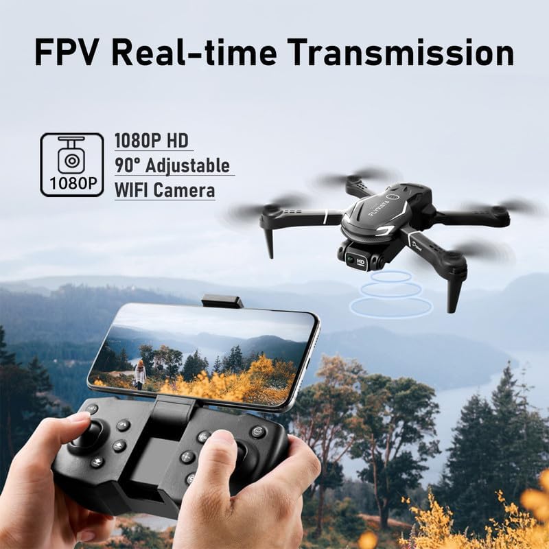 FLYVISTA Cool Mini Drone with Camera for Kids Adults Beginners, 1080P FPV Camera Remote Control Drone for Kids with 2 Batteries, One-Click Take Off/Landing, Altitude Hold, Headless Mode, 360° Flips, 3-Gear Speeds , Emergency Stop, Toys Gifts for Adults Be