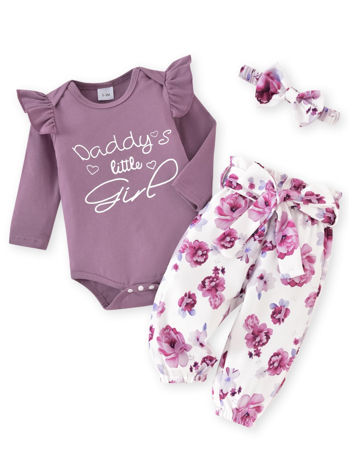 AMAWMW Baby Girl Clothes Set Daddys Little Girl Ruffle Romper Top Camouflage Pants Newborn Infant Baby Girl Outfit