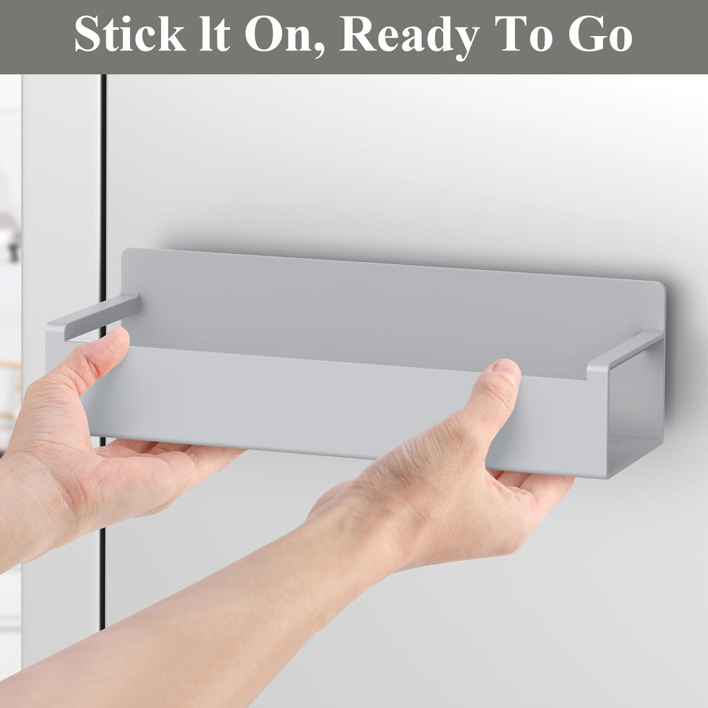 HuggieGems 4 Pack Magnetic Spice Rack Organizer for Refrigerator and Oven, Black Fridge Organizers and Storage for Kitchen
