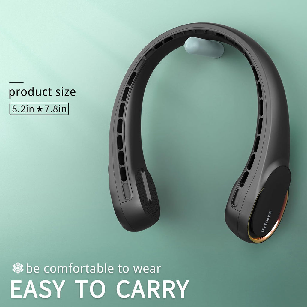 FrSara Neck Fan, Portable Personal Fan Strong Wind, 4000mAh, Air Volume,360° Cooling, No Hair Twisting, Air Volume On 2 Sides, Non-Slip, Quick Charge, Long Use Time, Birthday Gift for Women, Dad, Men