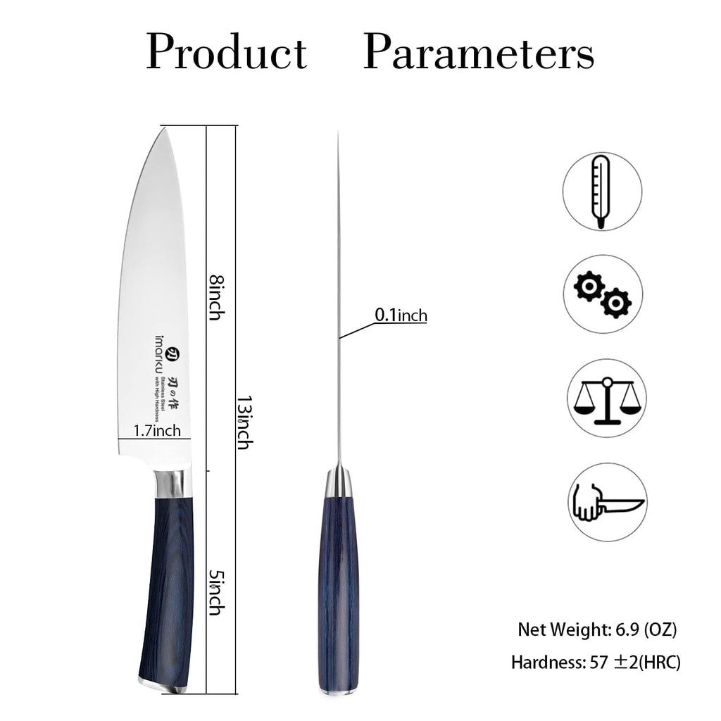 imarku 14-Piece Knife Set, Japanese Stainless Steel Knives Set for Kitchen, Full-Tang Gyutou Knife Sets with Block and Build-in Sharpener, Brown, Dishwasher Safe, House Warming Gifts for Mom