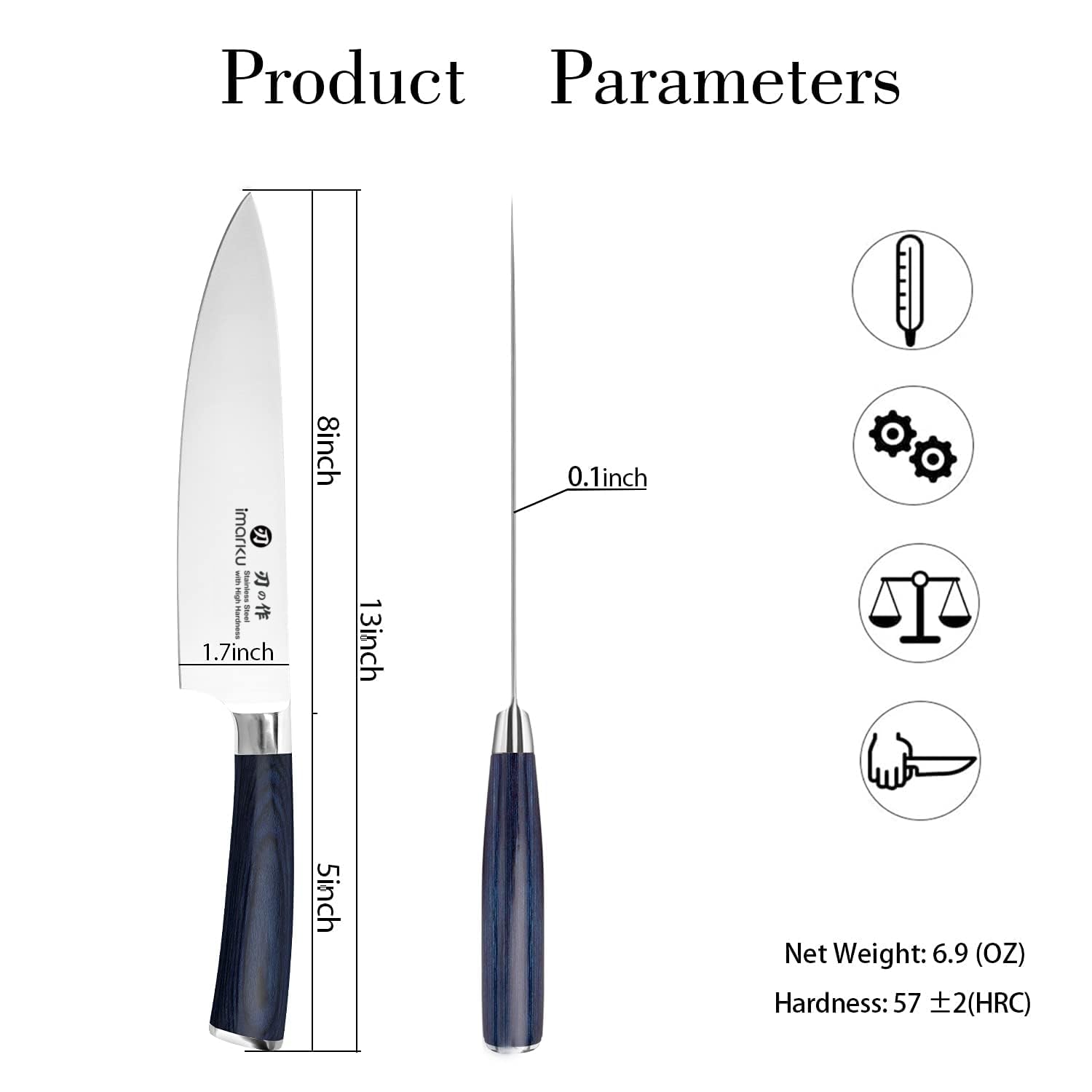 imarku 14-Piece Knife Set, Japanese Stainless Steel Knives Set for Kitchen, Full-Tang Gyutou Knife Sets with Block and Build-in Sharpener, Brown, Dishwasher Safe, House Warming Gifts for Mom