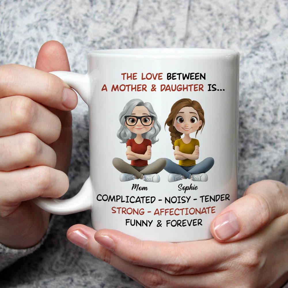 Wrappiness Personalized Mother Daughter Mug - Fuuny and Forever Love Between Mom and Her Girl Fully Customized Coffee Cup - Unique Gift for Mom and Daughter on Mothers Day, Birthday, 11oz/15oz Mug