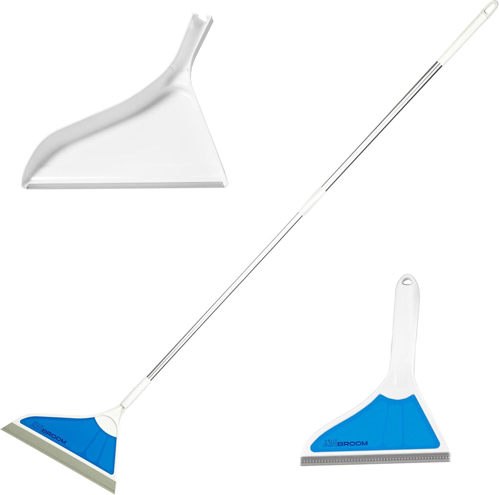 Helio AirBroom 3 Piece Kit All Surface Sweeper and Squeegee for Wet and Dry Cleaning Dust, Dirt, Liquids, Pet Hair, Tile, Hardwood Floors, Carpet, Furniture, Windows, Shower Doors As Seen on TV