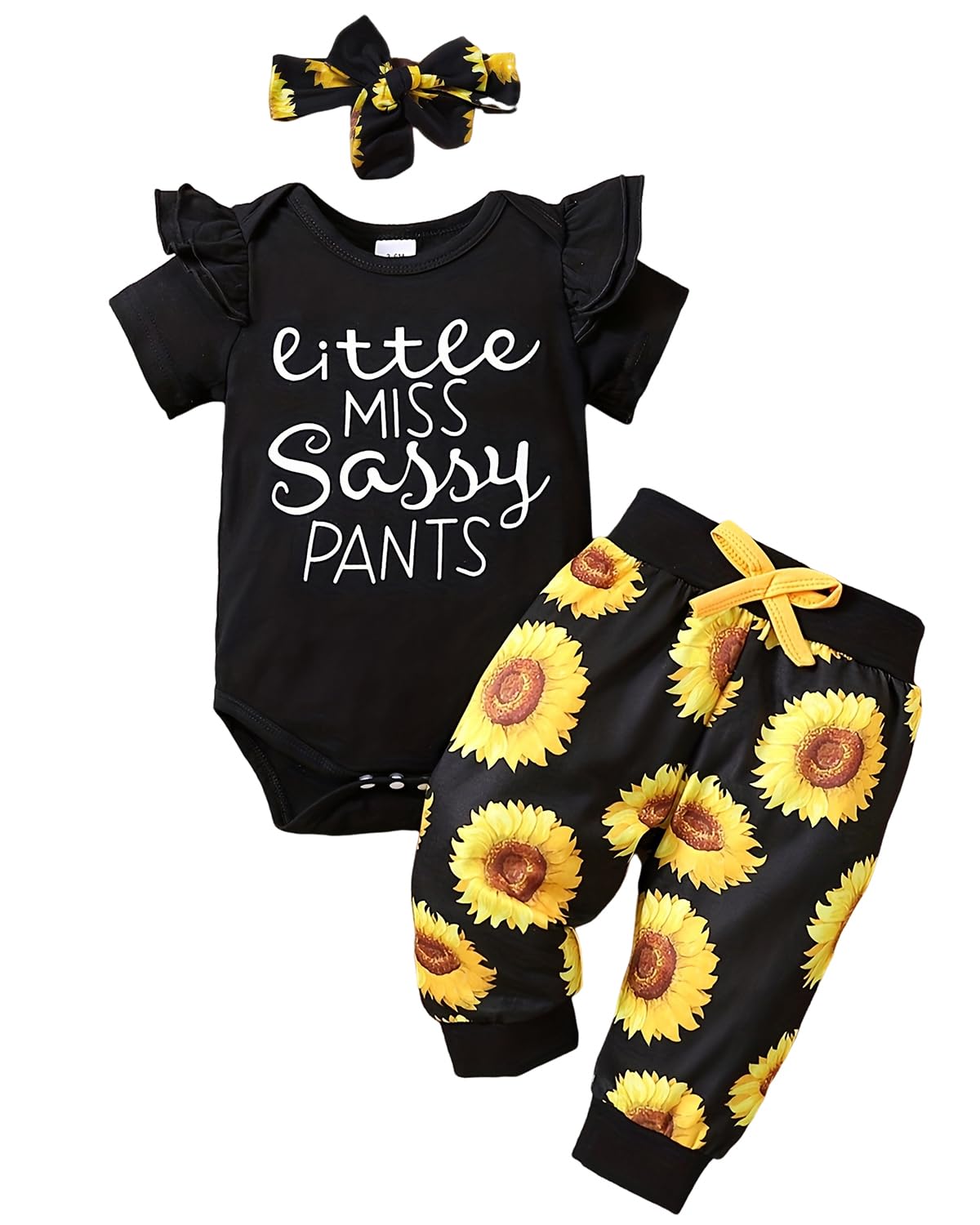 Yvowming Newborn Baby Girl Clothes Infant Ruffle Romper Pants Set Summer Outfits Cute Baby Clothes for Girls