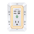 Wall Charger, Surge Protector, QINLIANF 5 Outlet Extender with 4 USB Charging Ports, 3-Sided 1680J Power Strip Multi Plug Adapter Spaced for Home Travel Office