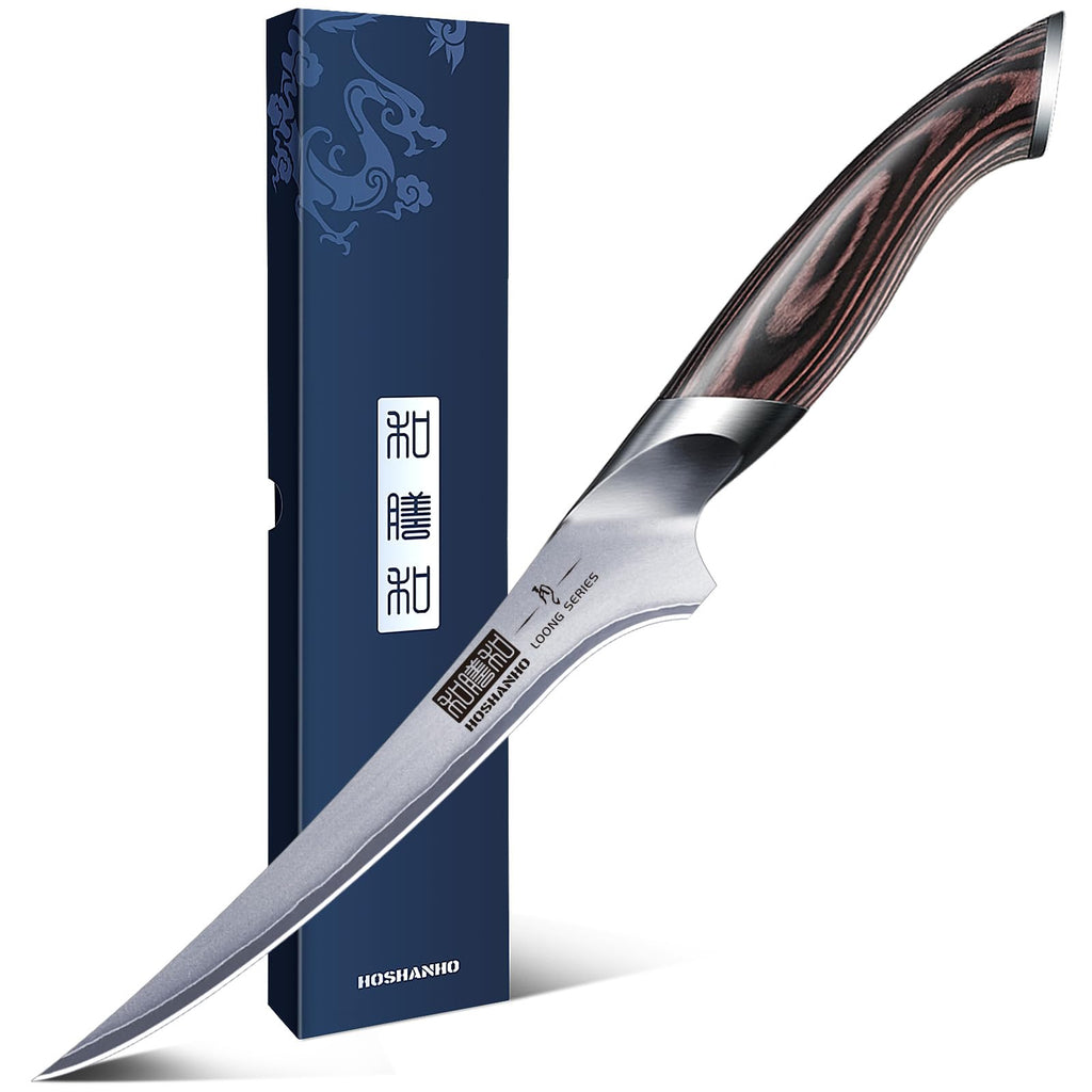 HOSHANHO Fillet Knife 7 Inch, Super Sharp Boning Knife in High Carbon Stainless Steel, Professional Japanese Fish Knives for Meat Poultry Cutting