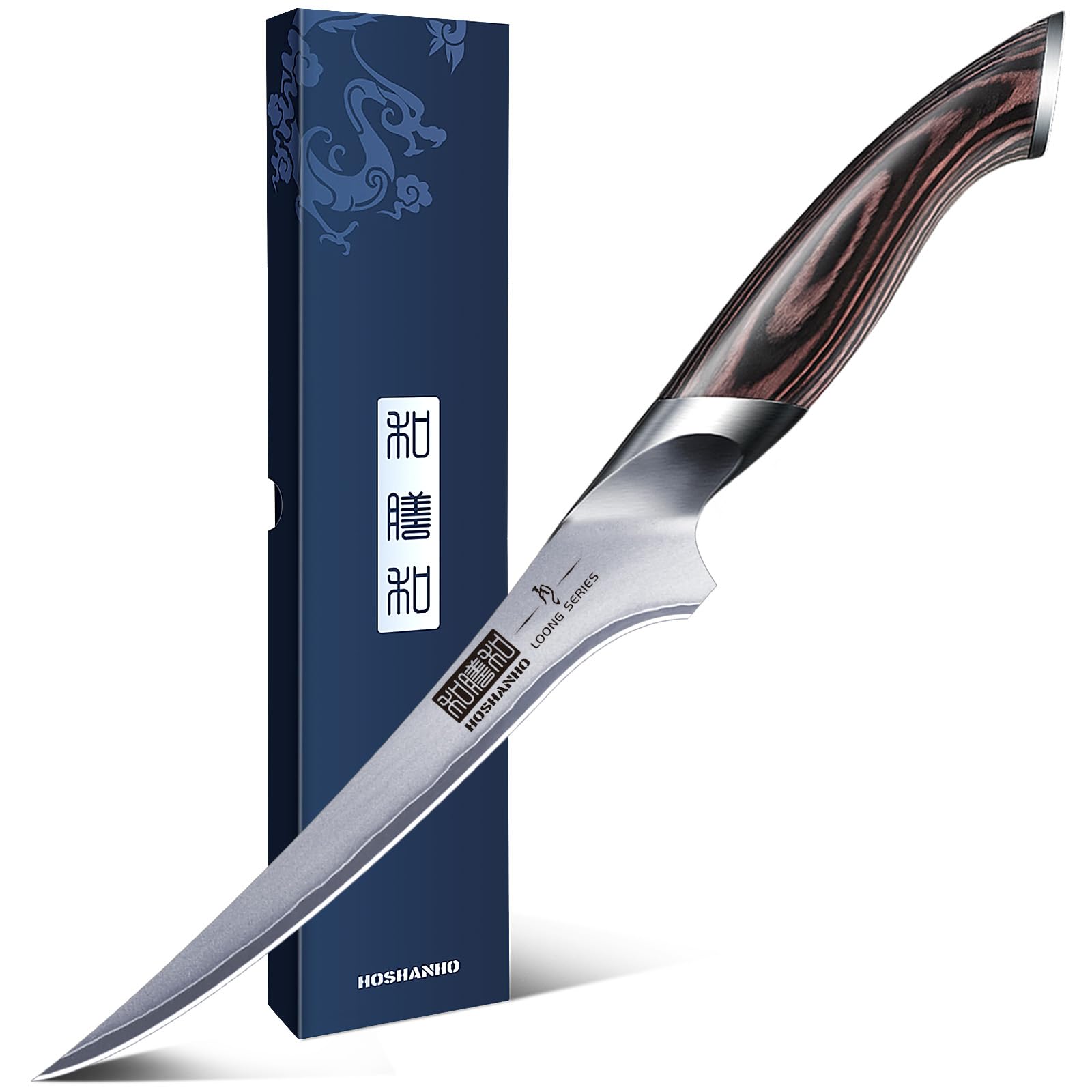 HOSHANHO Fillet Knife 7 Inch, Super Sharp Boning Knife in High Carbon Stainless Steel, Professional Japanese Fish Knives for Meat Poultry Cutting