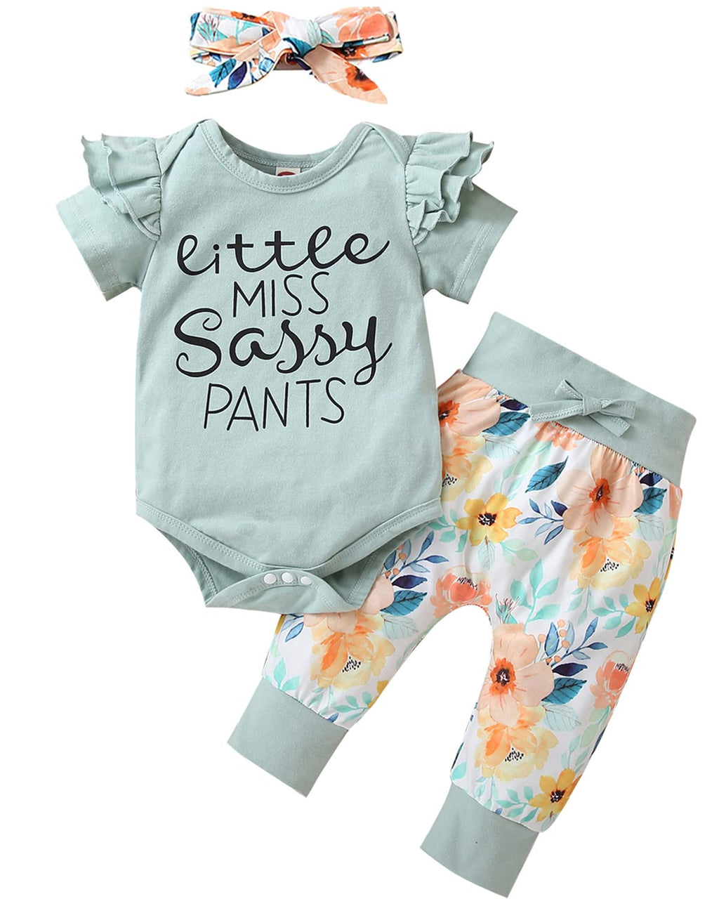 Yvowming Newborn Baby Girl Clothes Infant Ruffle Romper Pants Set Summer Outfits Cute Baby Clothes for Girls