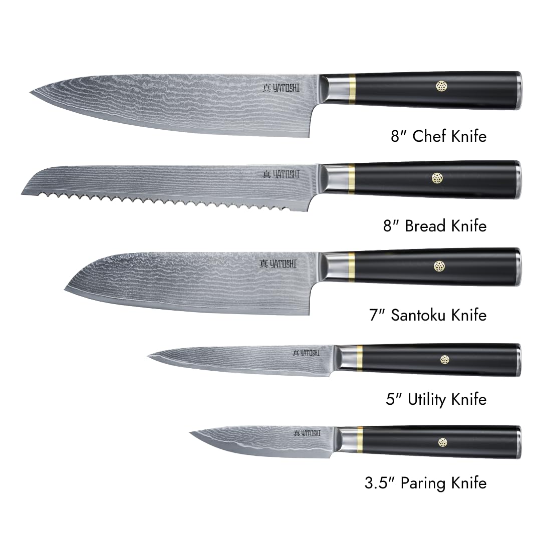 Yatoshi Professional Kitchen Knife Set, 15 Pieces, High Carbon Stainless Steel, Ergonomic Handle