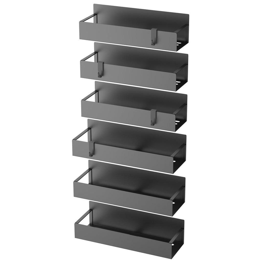 HuggieGems Metal 4 Pack Magnetic Spice Storage Rack Organizer for Refrigerator and Oven, Black Fridge Organizers and Storage