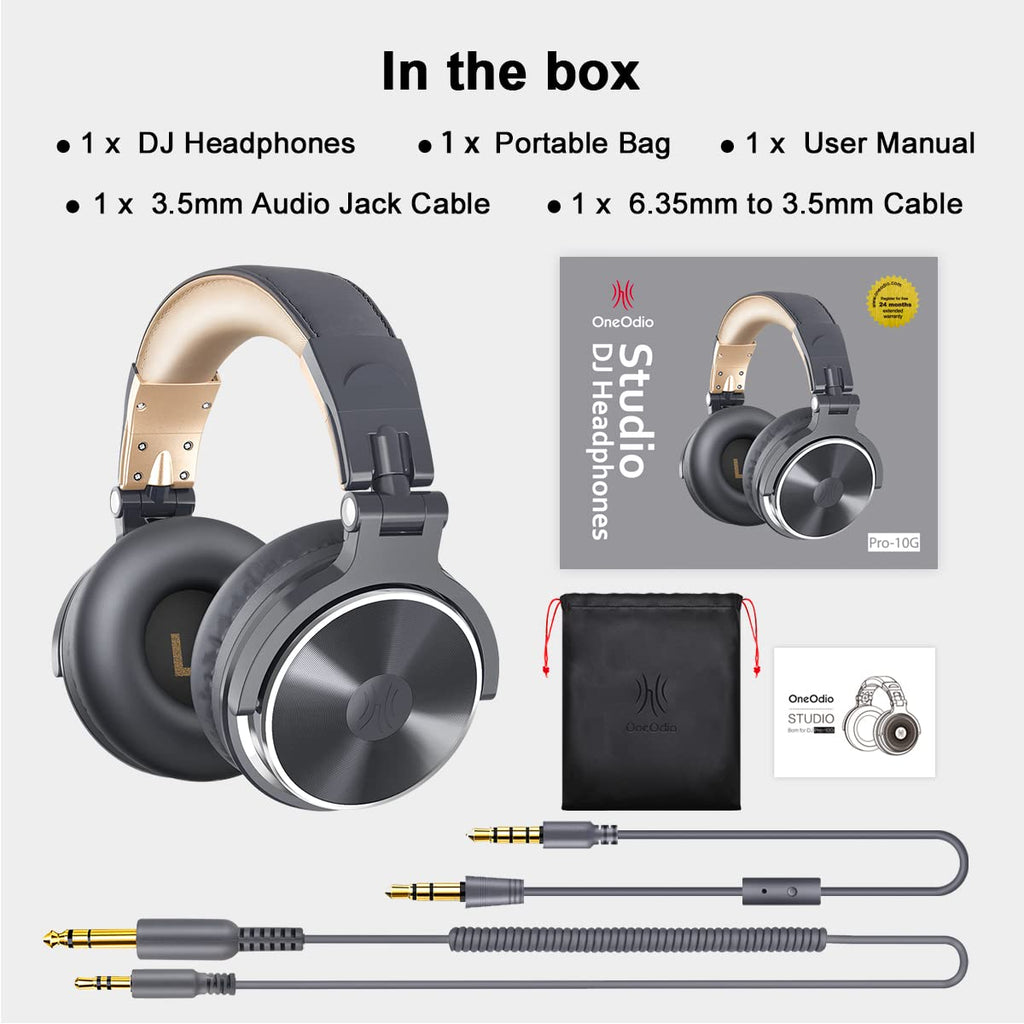 OneOdio Wired Over Ear Headphones Hi-Res Studio Monitor & Mixing DJ Stereo Headsets with 50mm Drivers and 1/4 to 3.5mm Jack for AMP Computer Recording Podcast Keyboard Guitar Laptop - Black