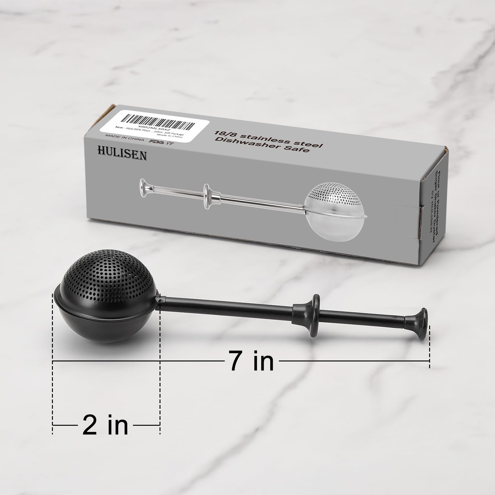 HULISEN Flour Duster for Baking, One-Handed Operation, 304 Stainless Steel Powdered Sugar Shaker Duster, Pick Up and Dust Flour Sifter, Gift Package