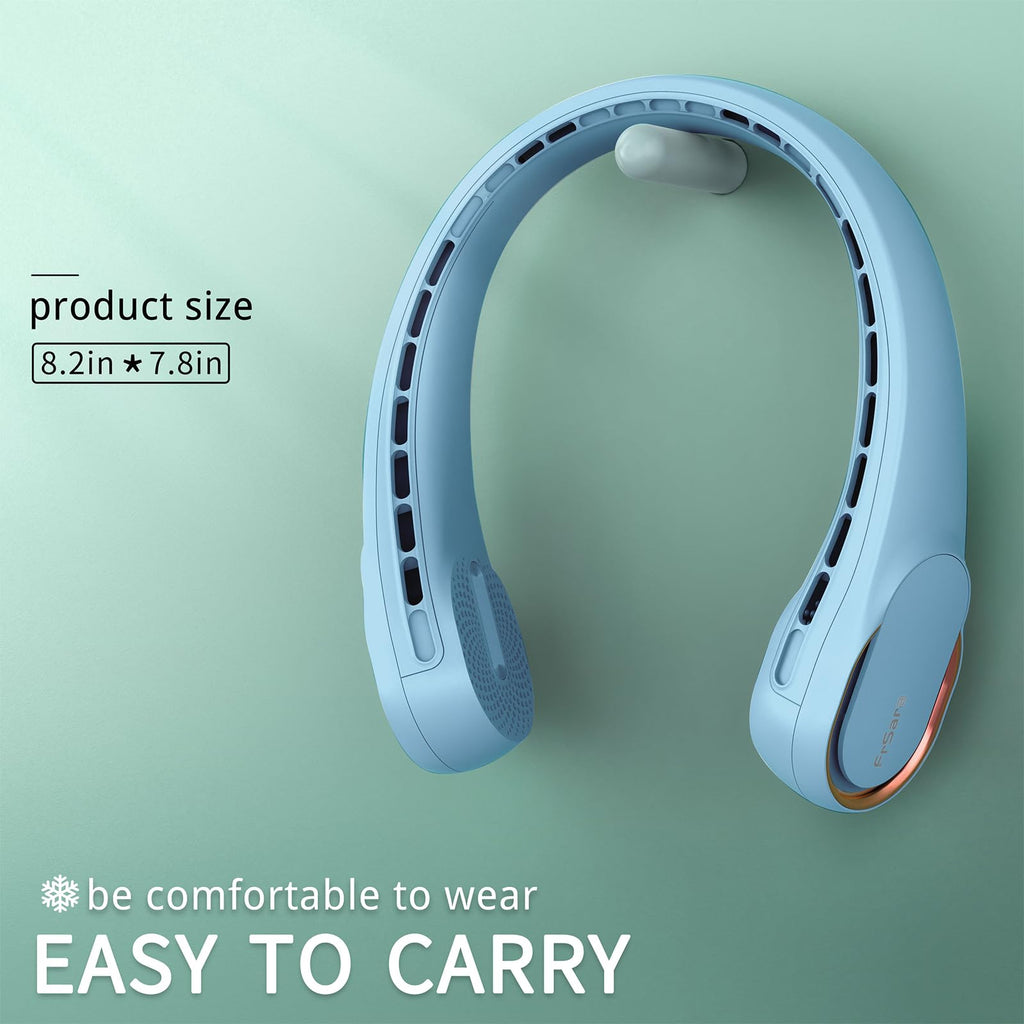 FrSara Neck Fan, Portable Personal Fan Strong Wind, 4000mAh, Air Volume,360° Cooling, No Hair Twisting, Air Volume On 2 Sides, Non-Slip, Quick Charge, Long Use Time, Birthday Gift for Women, Dad, Men