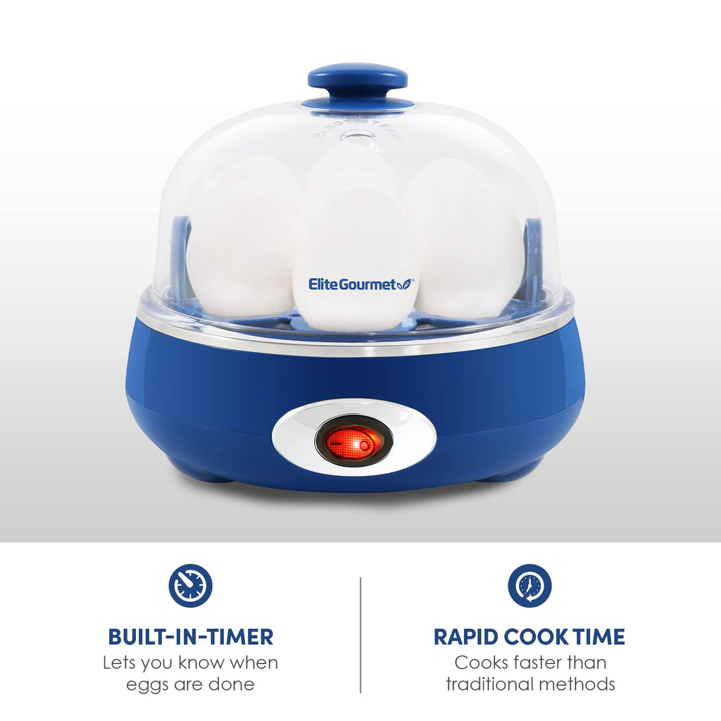 Elite Gourmet EGC115M Easy Egg Cooker Electric 7-Egg Capacity, Soft, Medium, Hard-Boiled Egg Cooker with Auto Shut-Off, Measuring Cup Included, BPA Free, Retro Mint