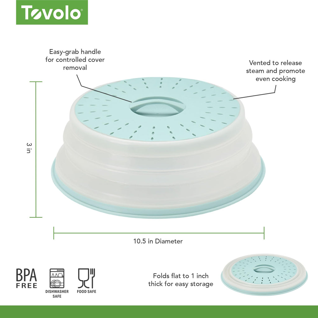 Tovolo Microwave Splatter Cover for Food, Medium (Charcoal) - Collapsible & Vented Silicone Splatter Guard Lid - Microwave Plate & Dish Cover with Handle - BPA-Free Kitchen Gadget for Meal Prep