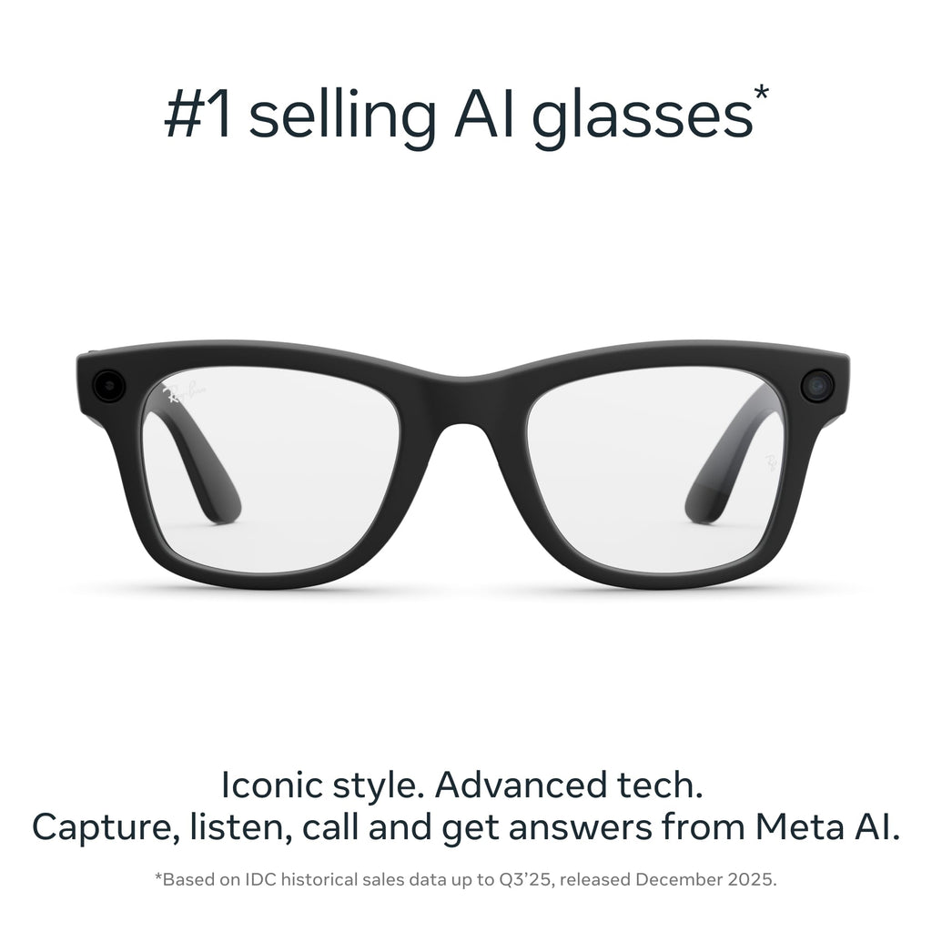 Ray-Ban Meta (Gen 2), Wayfarer, Matte Black | Smart AI Glasses for Men, Women — 2X Battery Life — 3K HD Resolution — 12 MP Ultra-Wide Camera, Audio, Video — Clear Lenses — Wearable Technology