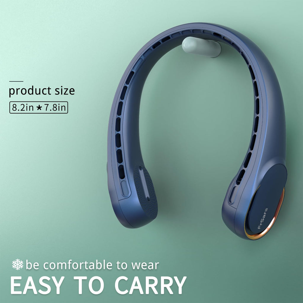 FrSara Neck Fan, Portable Personal Fan Strong Wind, 4000mAh, Air Volume,360° Cooling, No Hair Twisting, Air Volume On 2 Sides, Non-Slip, Quick Charge, Long Use Time, Birthday Gift for Women, Dad, Men
