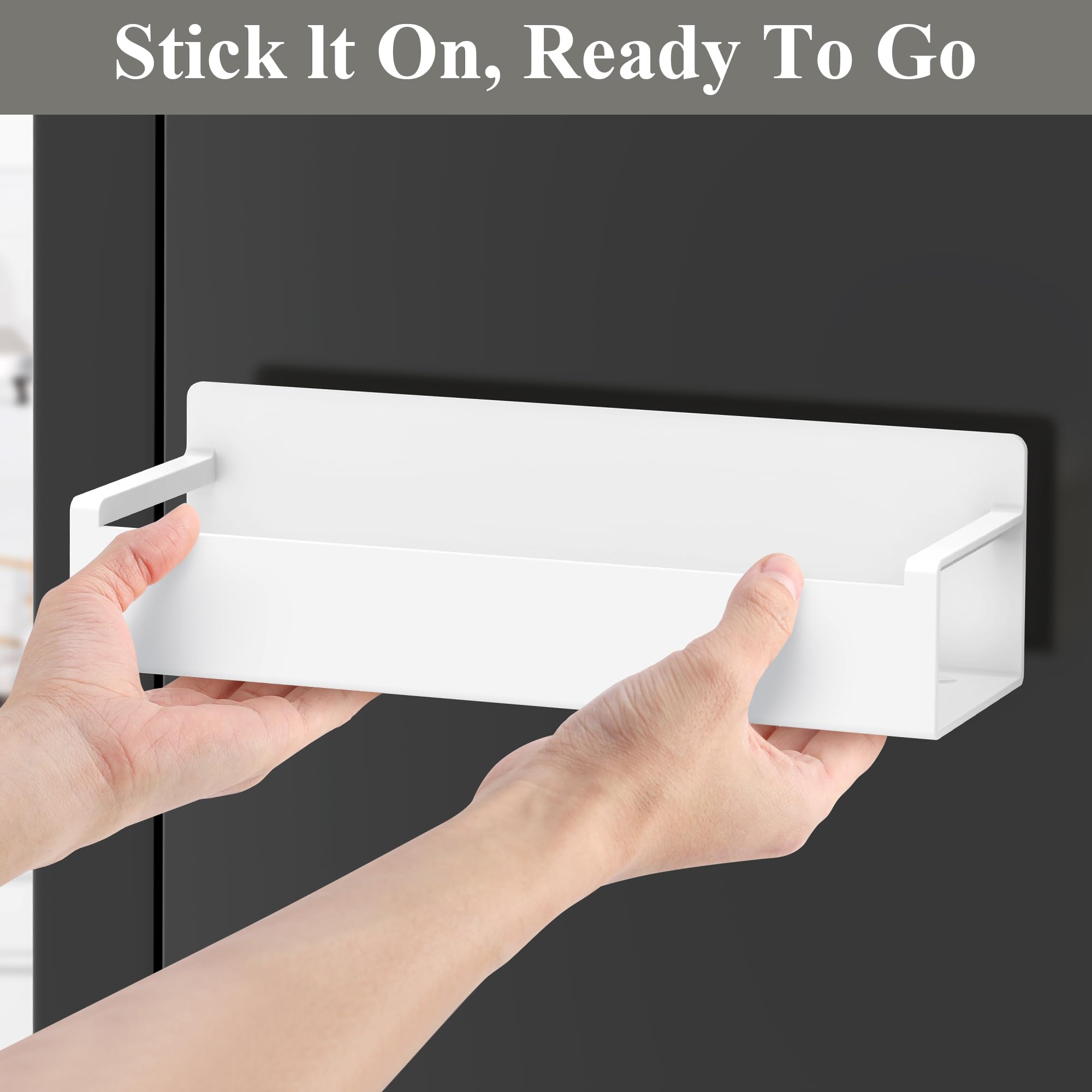 HuggieGems 4 Pack Magnetic Spice Rack Organizer for Refrigerator and Oven, Black Fridge Organizers and Storage for Kitchen