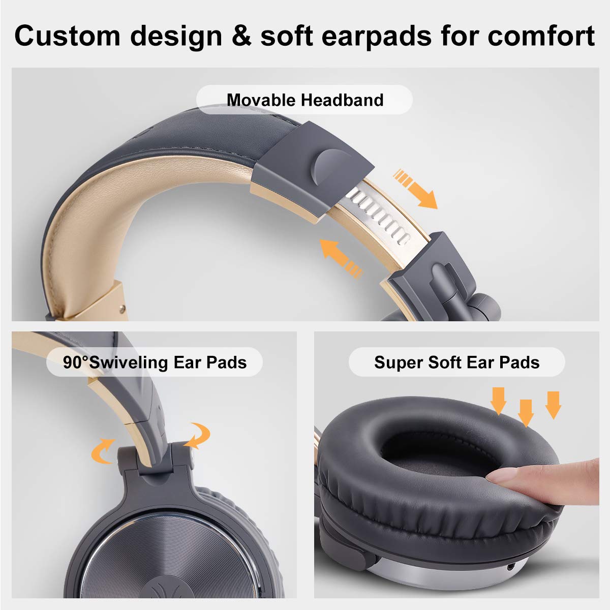 OneOdio Wired Over Ear Headphones Hi-Res Studio Monitor & Mixing DJ Stereo Headsets with 50mm Drivers and 1/4 to 3.5mm Jack for AMP Computer Recording Podcast Keyboard Guitar Laptop - Black
