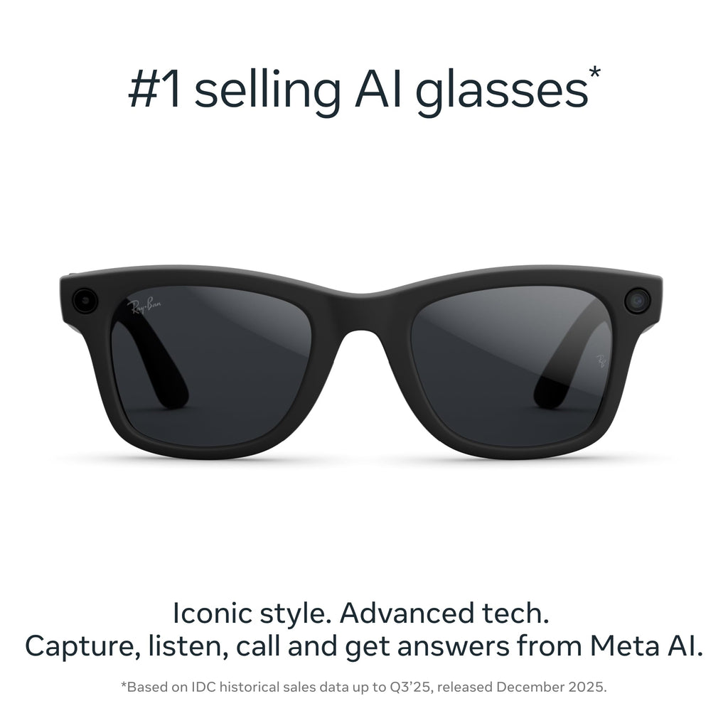 Ray-Ban Meta (Gen 2), Wayfarer, Matte Black | Smart AI Glasses for Men, Women — 2X Battery Life — 3K HD Resolution — 12 MP Ultra-Wide Camera, Audio, Video — Clear Lenses — Wearable Technology