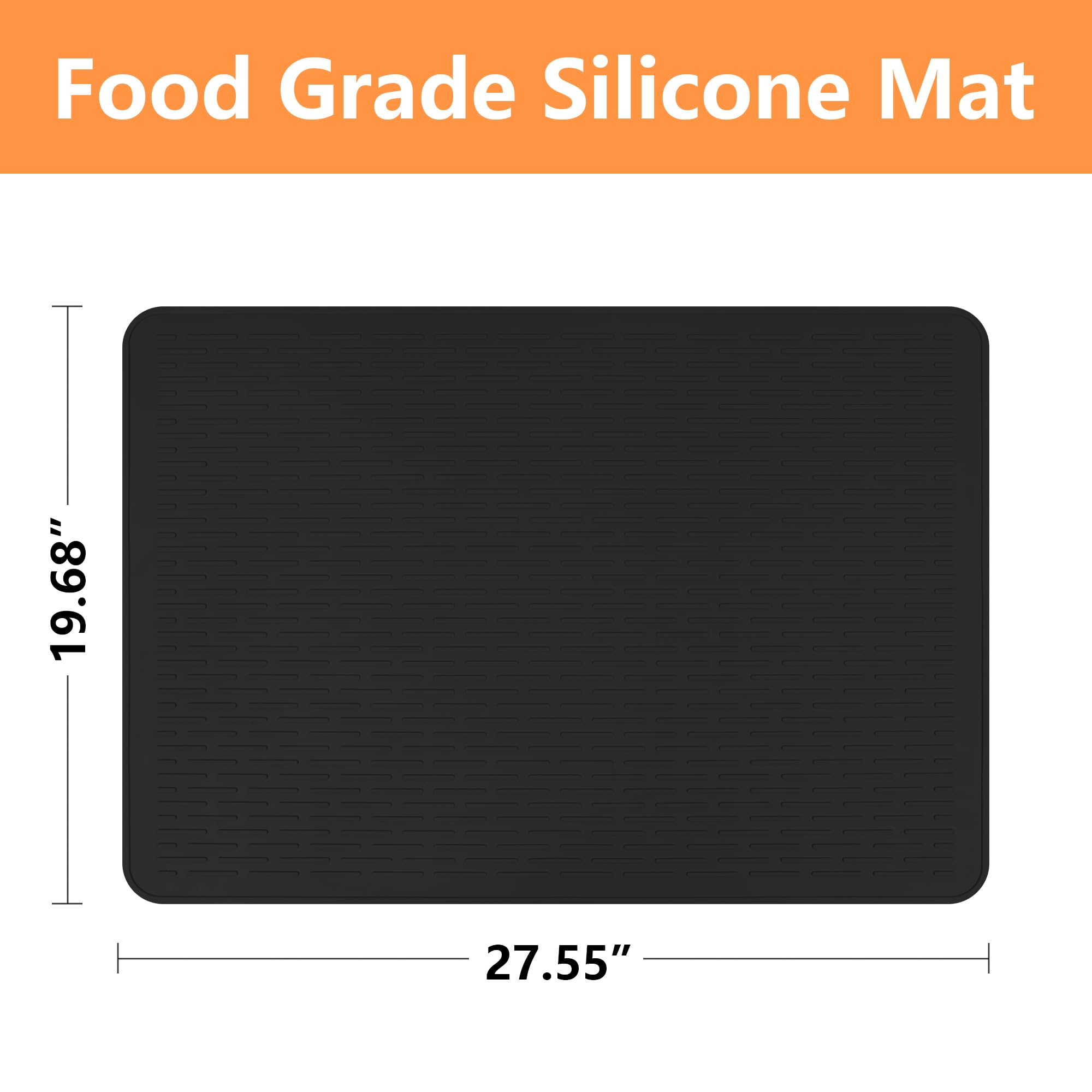 Stove Top Cover for Electric Stove- Range Covers for Electric Stove,Silicone XXL Dish Drying Mat, Glass Cooktop Covers, Flat RV Range top Mats (Black, 28"x20")