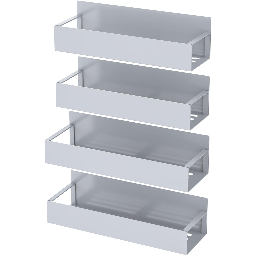 HuggieGems Metal 4 Pack Magnetic Spice Storage Rack Organizer for Refrigerator and Oven, Black Fridge Organizers and Storage