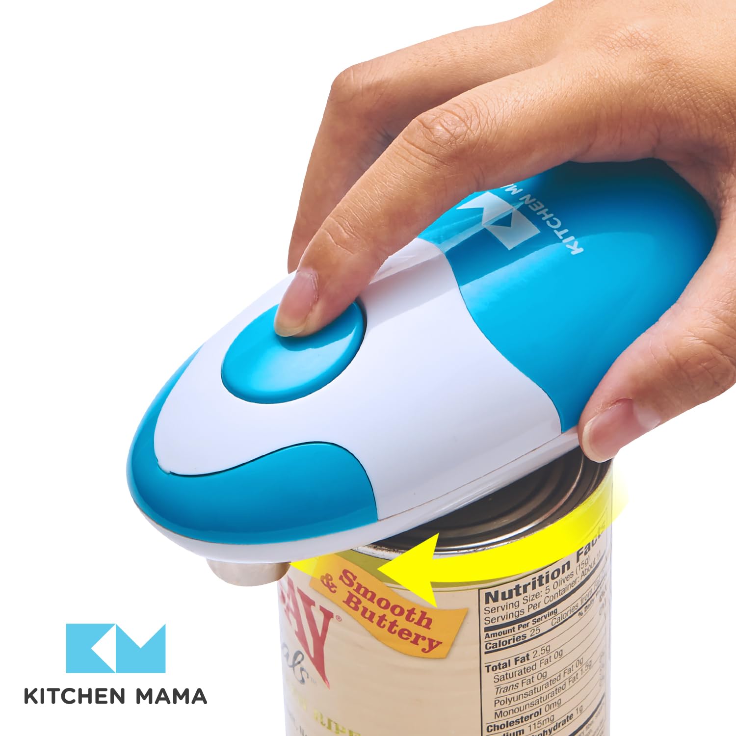 Kitchen Mama Auto Electric Can Opener: Open Your Cans with A Simple Press of Button - Automatic, Hands Free, Smooth Edge, Battery Operated, YES YOU CAN (Red)