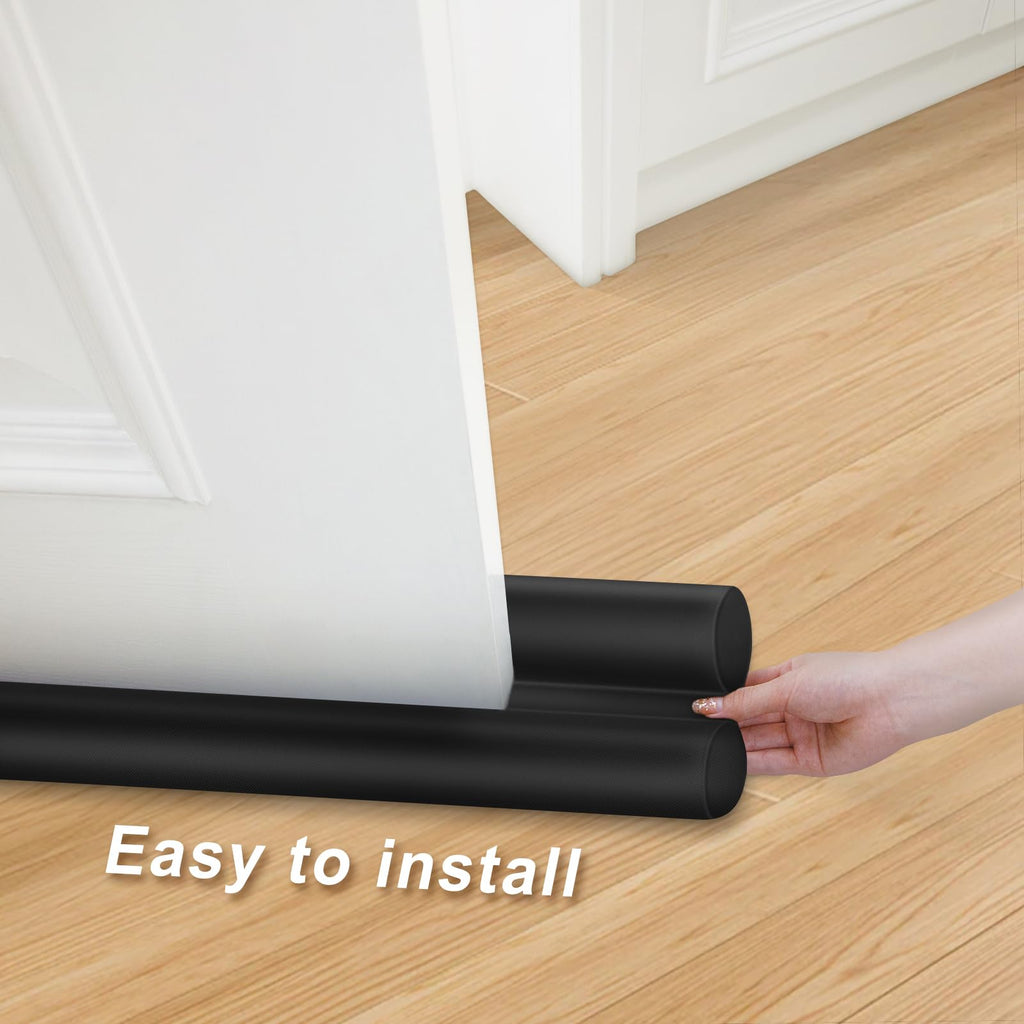 MAXTID Large Door Draft Stopper for Bottom of Doors 36” Under Door Sweep Noise Blocker Black Gap Stoppers Adjustable Doors Seal Sweep Guard Draft, Window Breeze Stoppers, Home Essentials Gadgets