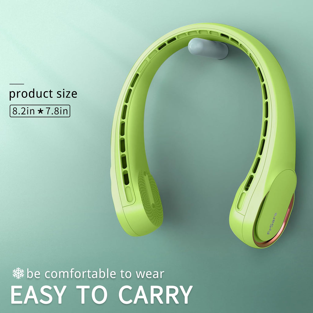 FrSara Neck Fan, Portable Personal Fan Strong Wind, 4000mAh, Air Volume,360° Cooling, No Hair Twisting, Air Volume On 2 Sides, Non-Slip, Quick Charge, Long Use Time, Birthday Gift for Women, Dad, Men