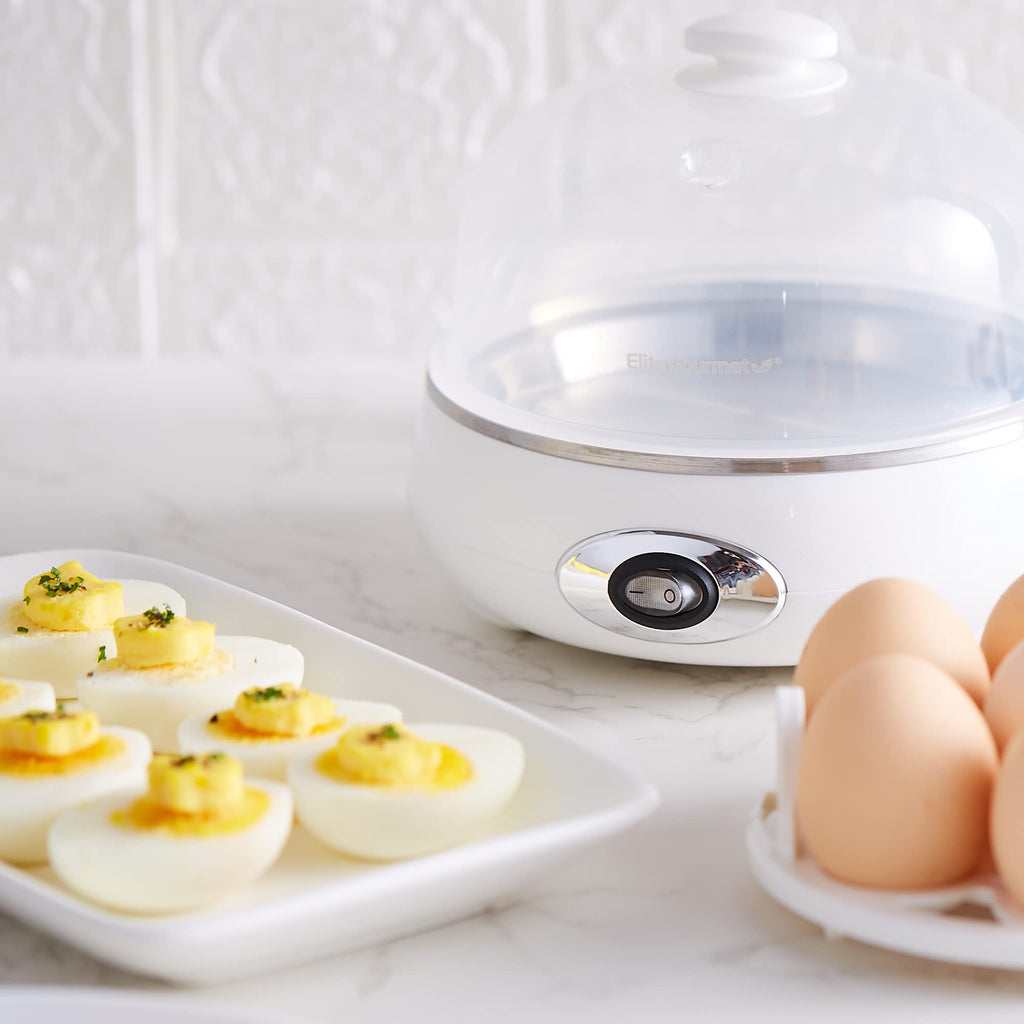 Elite Gourmet EGC115M Easy Egg Cooker Electric 7-Egg Capacity, Soft, Medium, Hard-Boiled Egg Cooker with Auto Shut-Off, Measuring Cup Included, BPA Free, Retro Mint