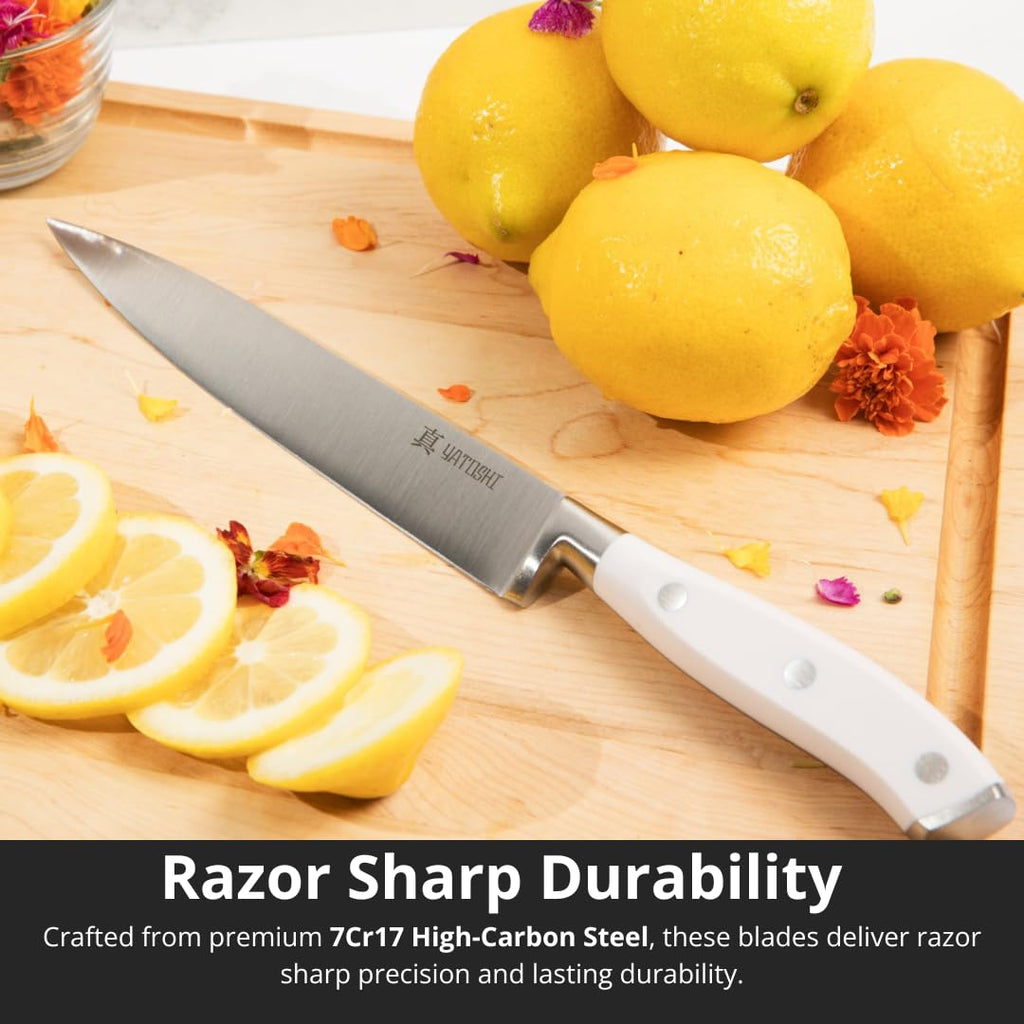 Yatoshi Professional Kitchen Knife Set, 15 Pieces, High Carbon Stainless Steel, Ergonomic Handle