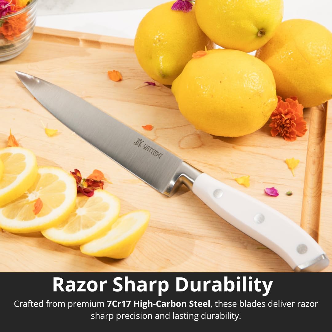 Yatoshi Professional Kitchen Knife Set, 15 Pieces, High Carbon Stainless Steel, Ergonomic Handle